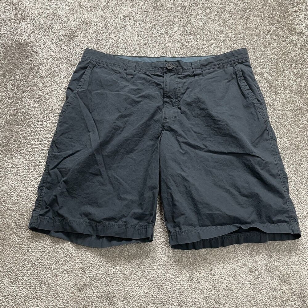 Columbia Washed Out Chino Shorts Mens 37x9 Black Flat Front Slash Pocket Cotton